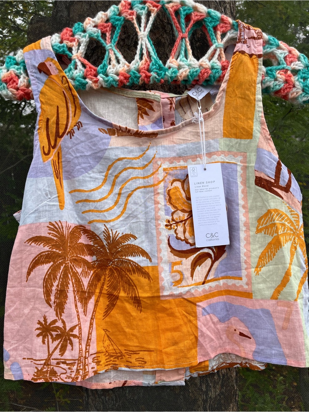 C & C Linen Blend Sleeveless Crop Top